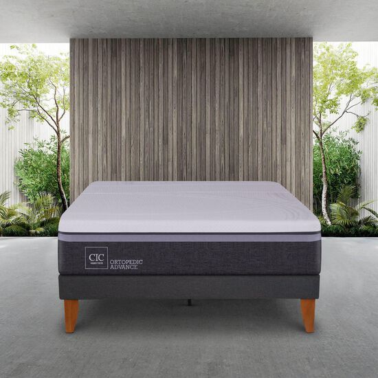 Cama Europea Curve 1.5 Plazas Ortopedic Advance + Respaldo New Dublín Choc