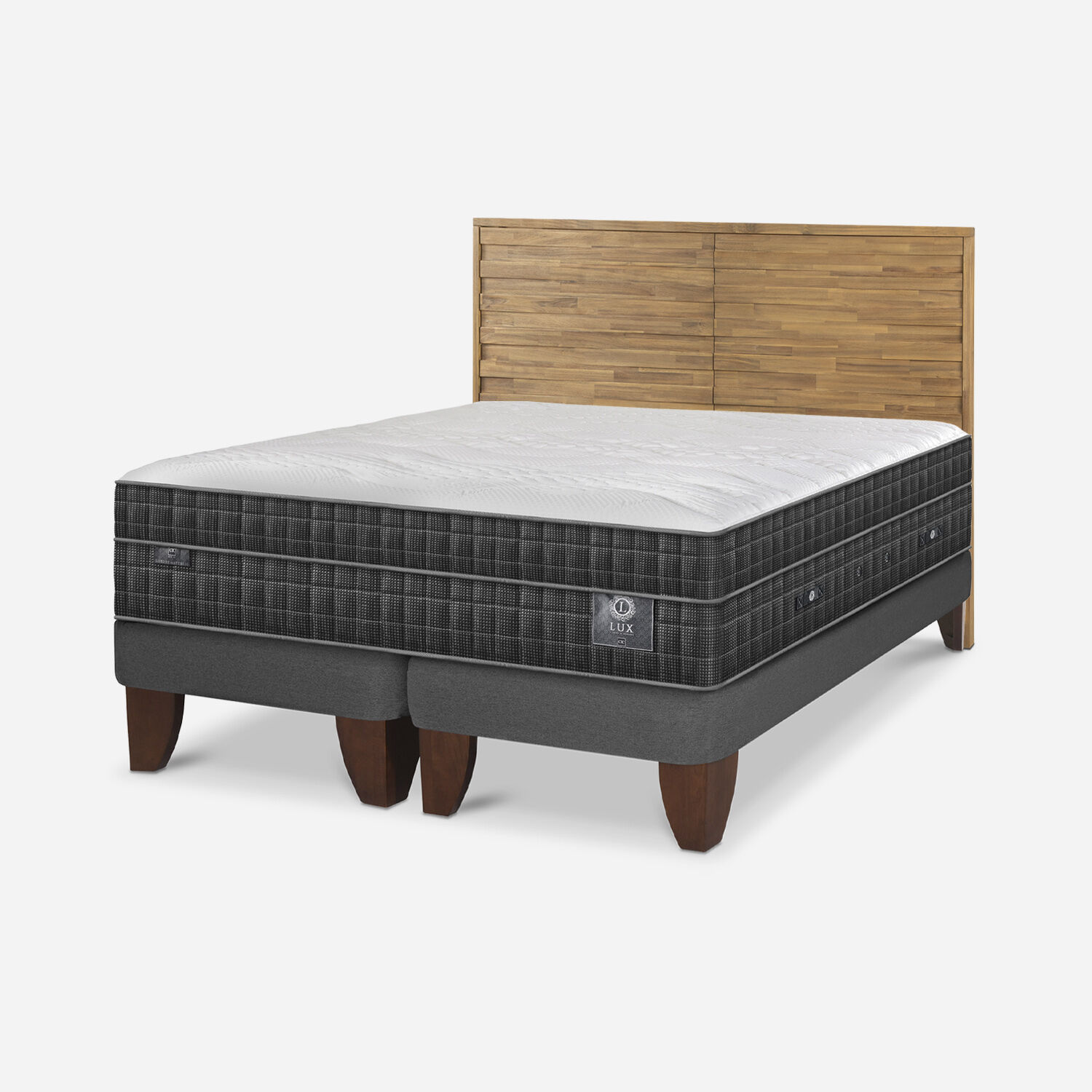 Cama Europea 2 Plazas Lux + Respaldo  Ródano