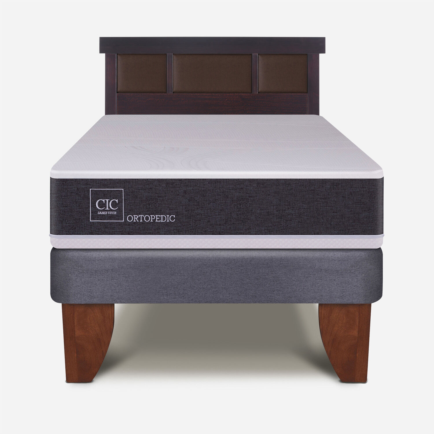 Cama Europea 1.5 Plazas Ortopedic + Respaldo Dublín Choc