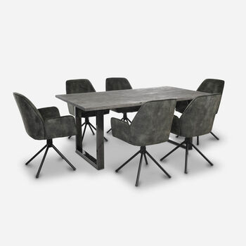 Comedor Florencia Gris + 6 Sillas Ottawa Gris