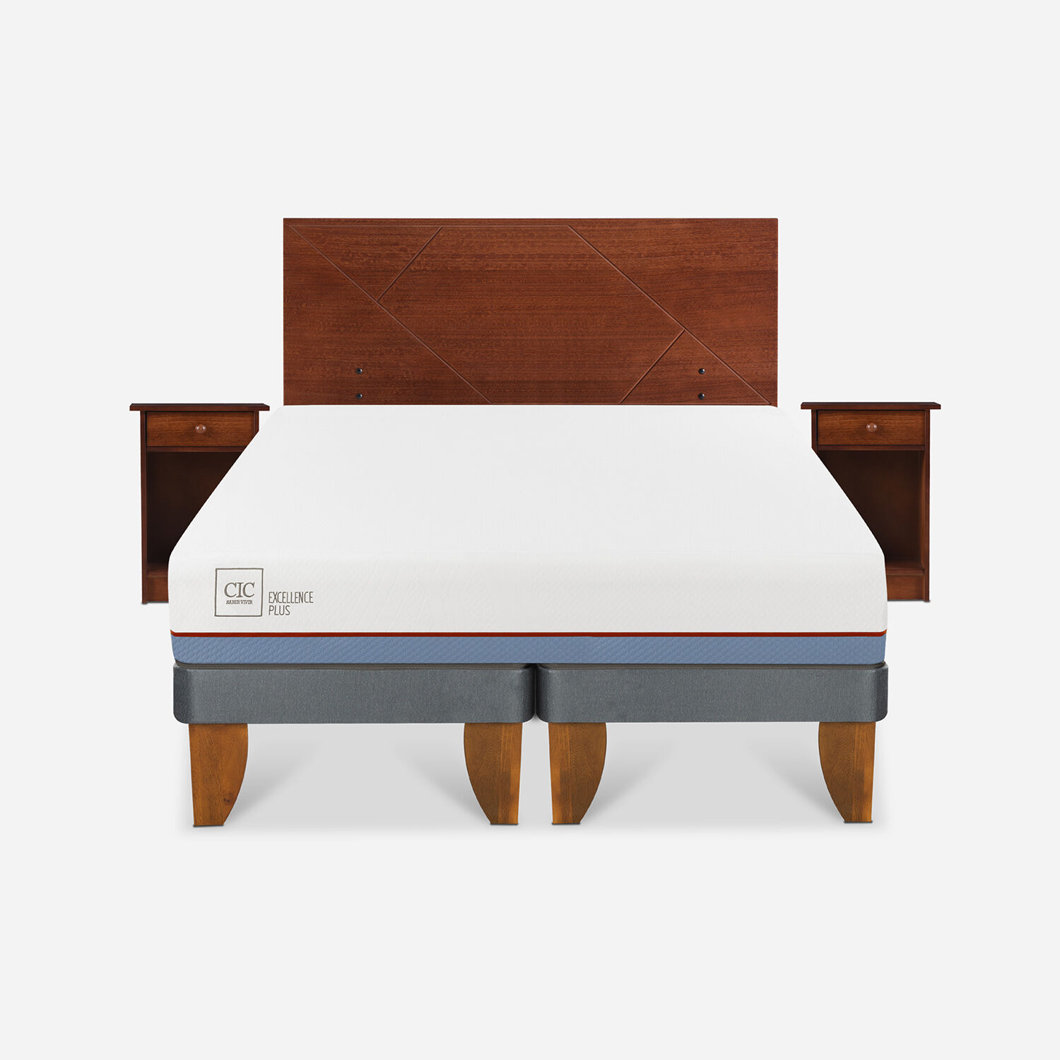 Cama Europea 2 Plazas Excellence Plus Base Dividida + Set Villarrica