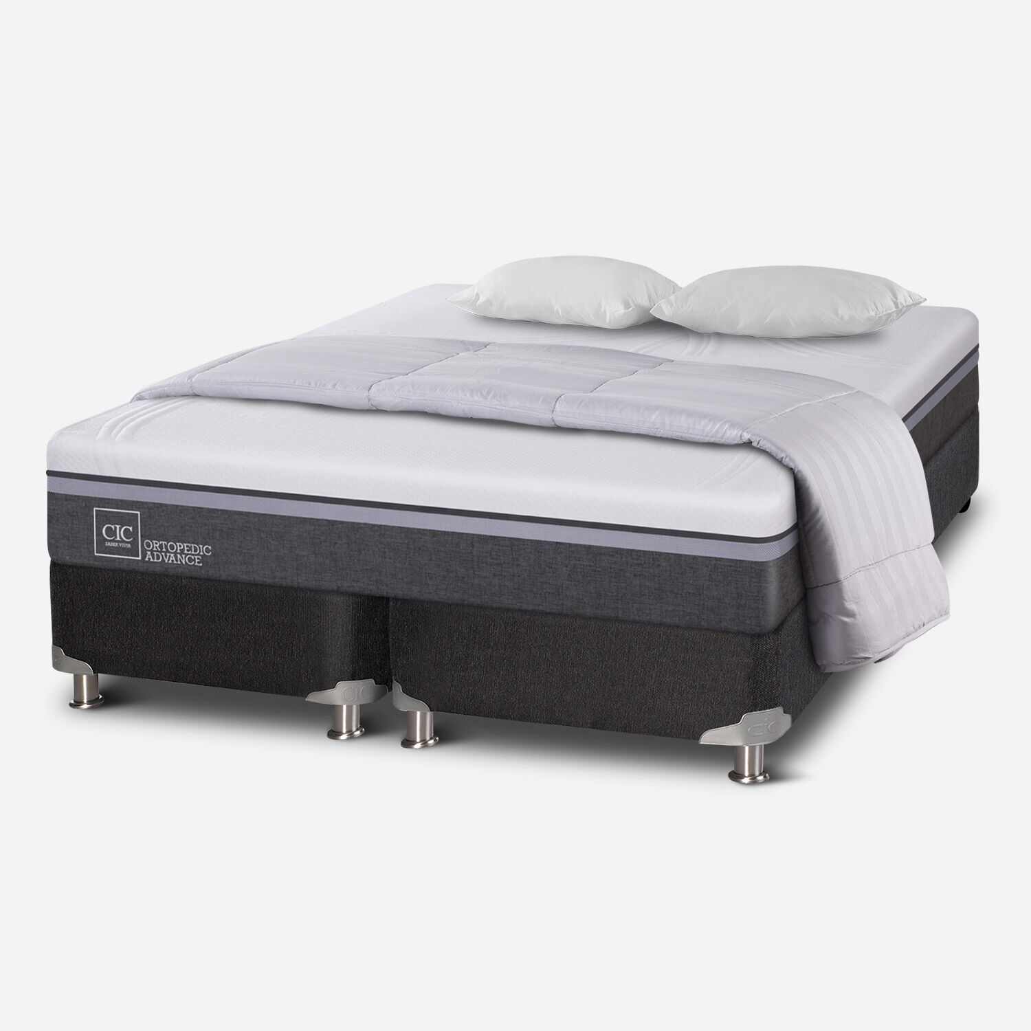 Box Spring King Ortopedic Advance 5 Zonas + Almohadas + Plum&oacute;n