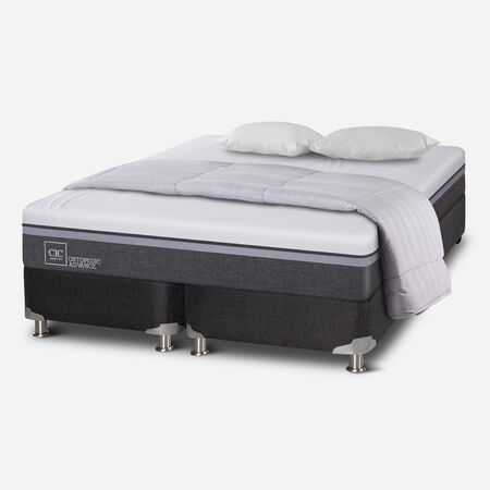 Box Spring King Ortopedic Advance 5 Zonas + Almohadas + Plum&oacute;n