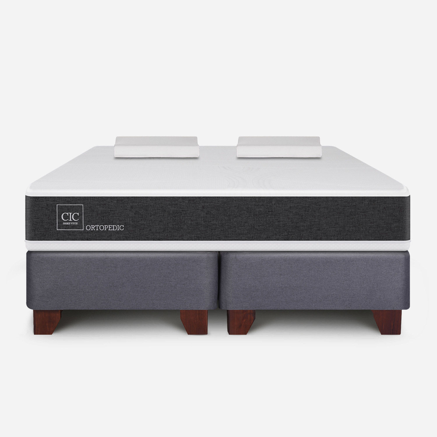 Box Spring 2 Plazas Ortopedic Base Dividida + Almohadas Viscoel&aacute;sticas