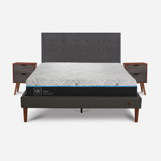 Cama Europea Curve 2 Plazas Smart Green + Set Éufrates