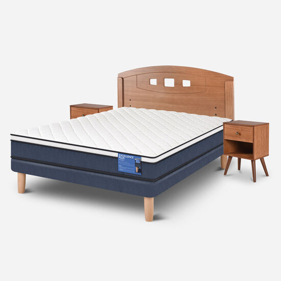 Cama Europea 2 Plazas Excellence Plus Base Normal + Set Gales