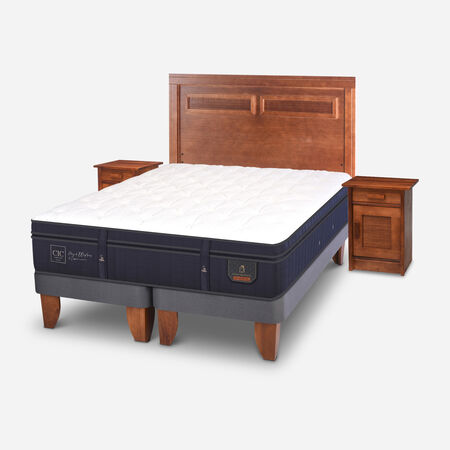 Cama Europea 2 Plazas Super Premium Base Dividida + Set Mil&aacute;n Caramel