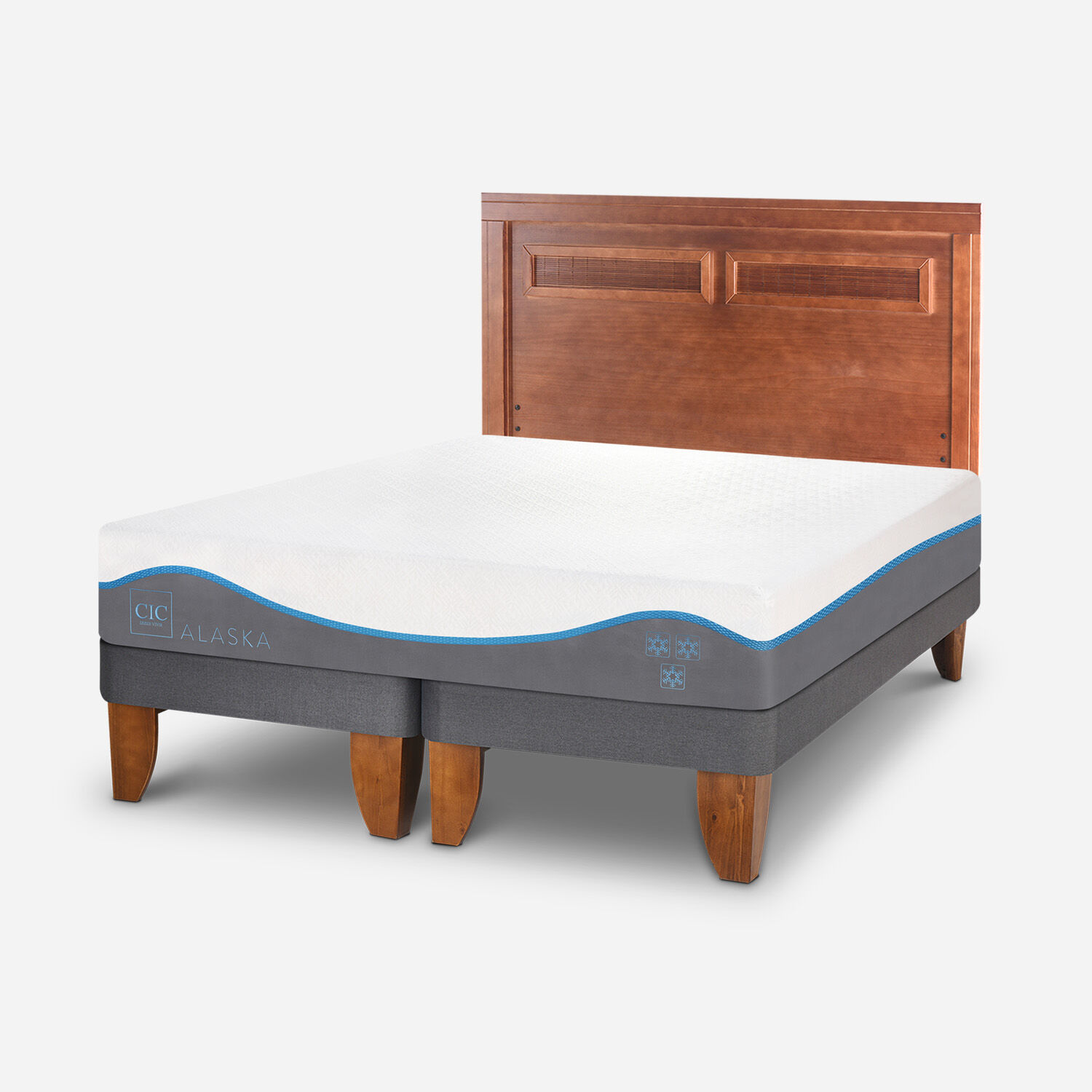 Cama Europea King Alaska + Respaldo Milán Caramel
