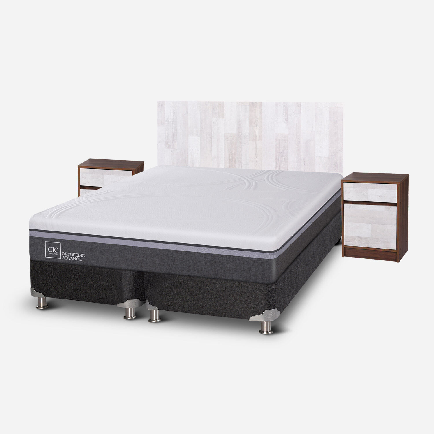 Box Spring 2 Plazas Ortopedic Advance Base Dividida 5 Zonas + Set Legno