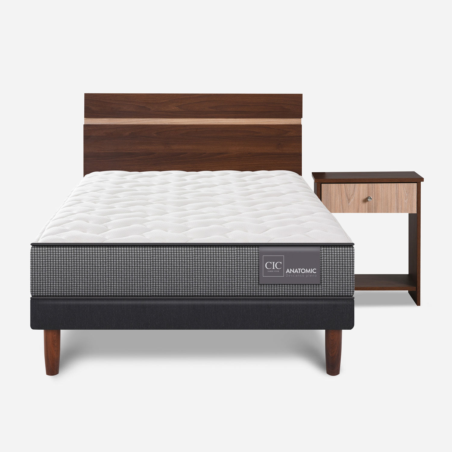 Cama Europea 1,5 Plazas Anatomic + Set Mica
