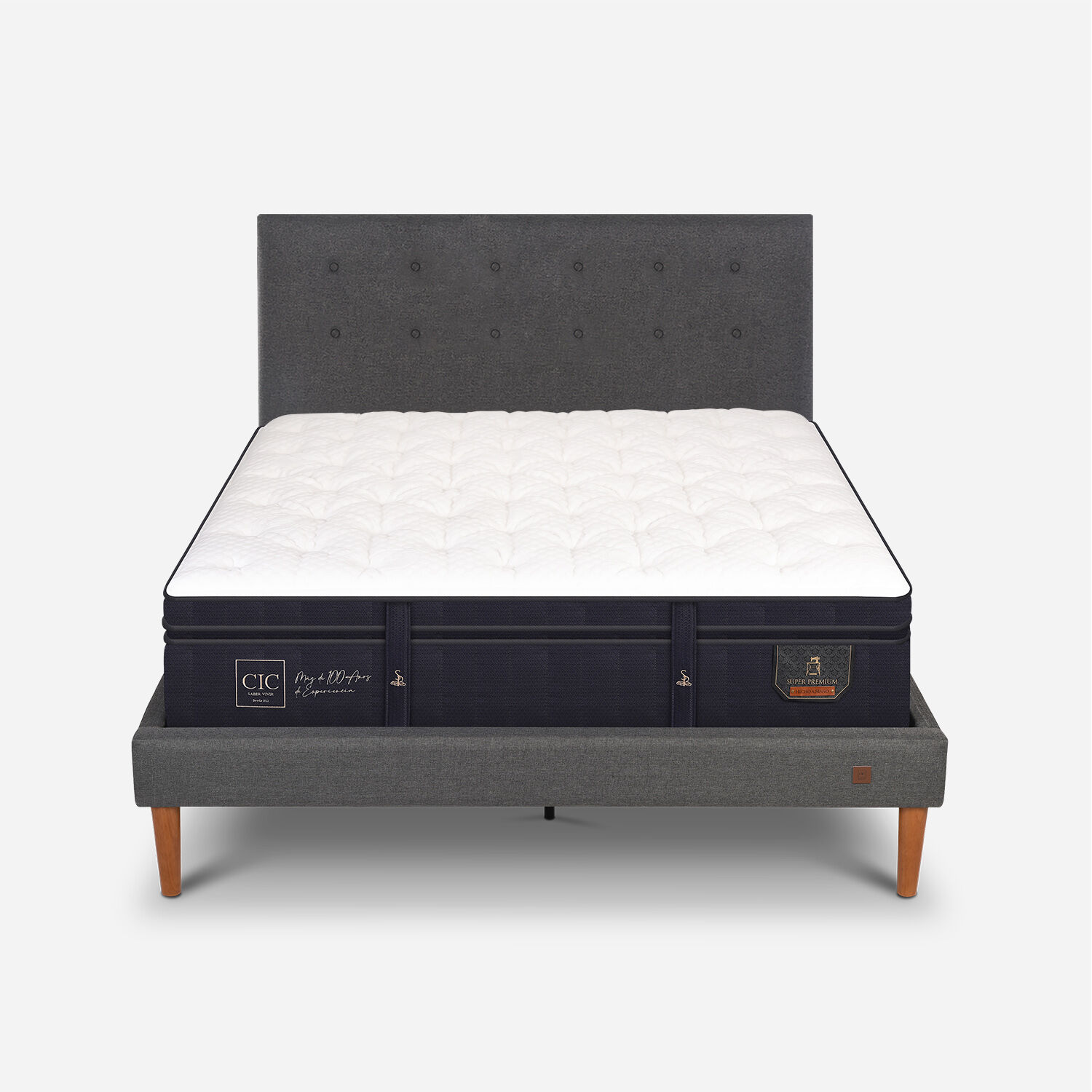 Cama Europea Curve 2 Plazas Super Premium + Respaldo &Eacute;ufrates
