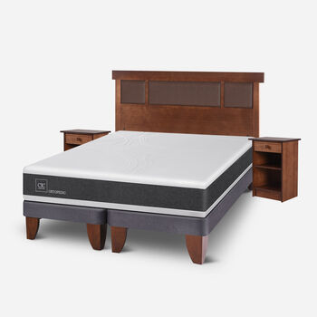 Cama Europea 2 Plazas Ortopedic Base Dividida + Set Dublín Caramel