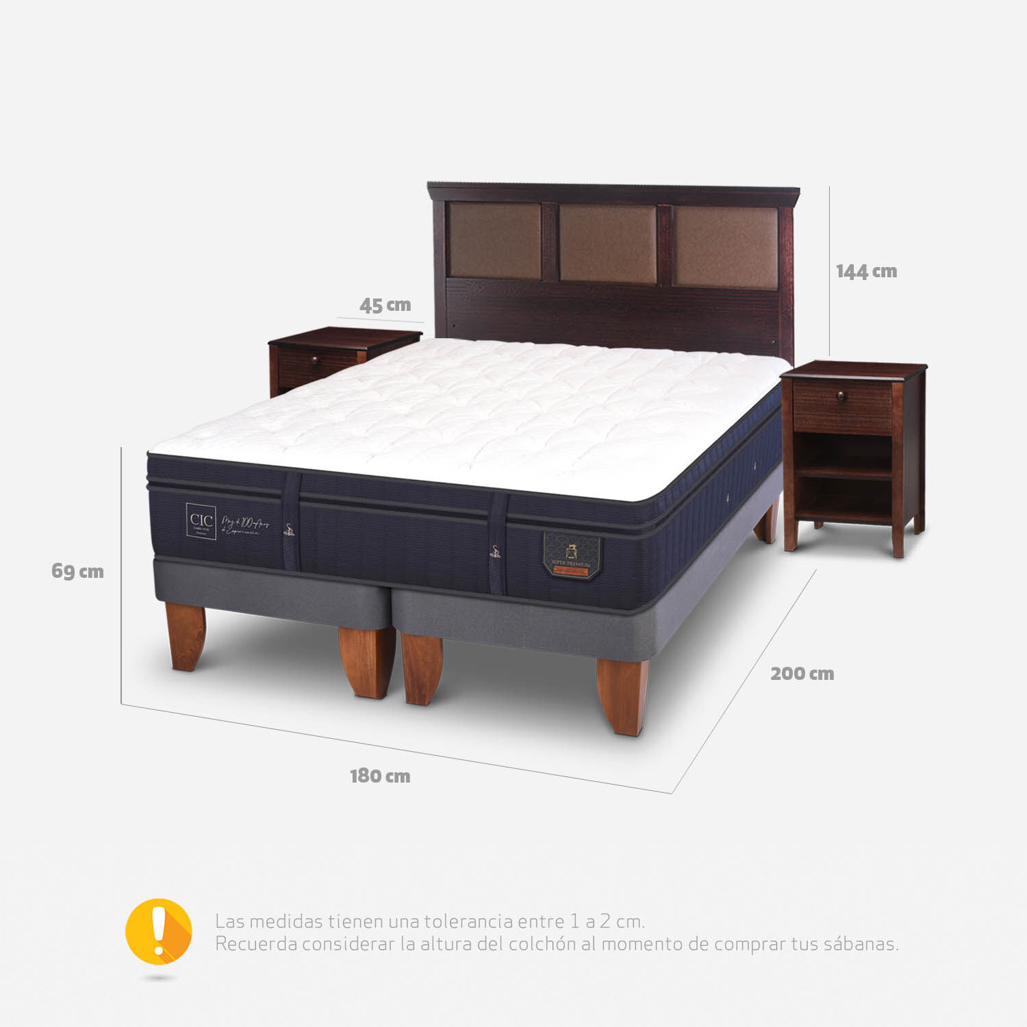 Cama Europea King Super Premium + Set Torino Chocolate
