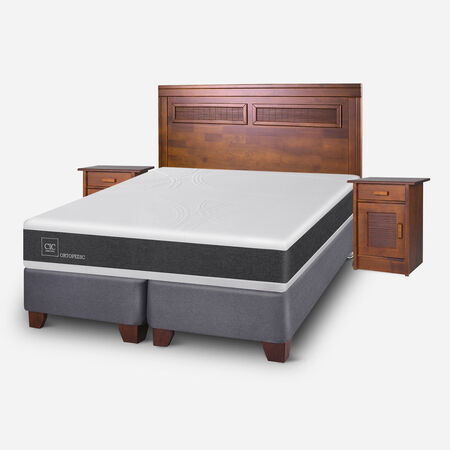 Box Spring 2 Plazas Ortopedic Base Dividida + Set Mil&aacute;n Caramel
