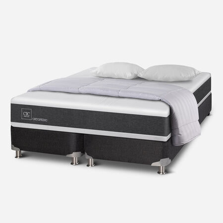 Box Spring King Ortopedic 5 Zonas + Almohadas + Plum&oacute;n