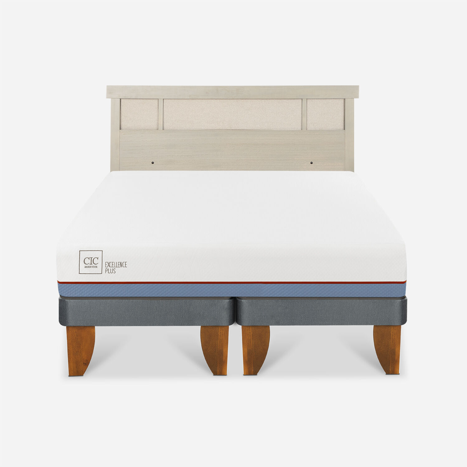 Cama Europea 2 Plazas Excellence Plus Base Dividida + Respaldo Dublín Alpino