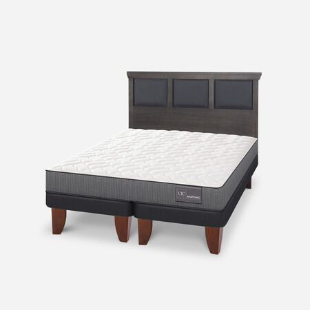 Cama Europea King Anatomic + Respaldo Torino Gris