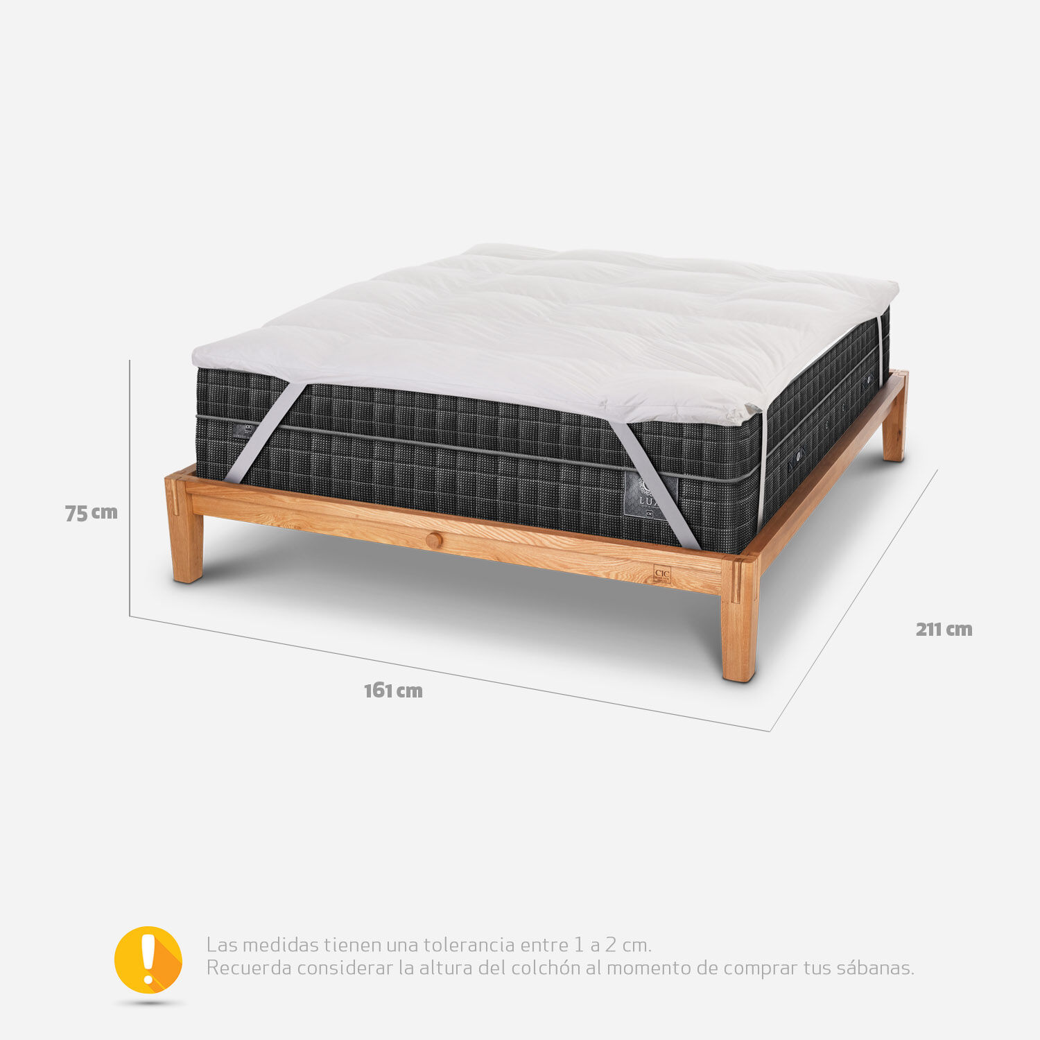 Cama Oak 2 Plazas Lux + Topper