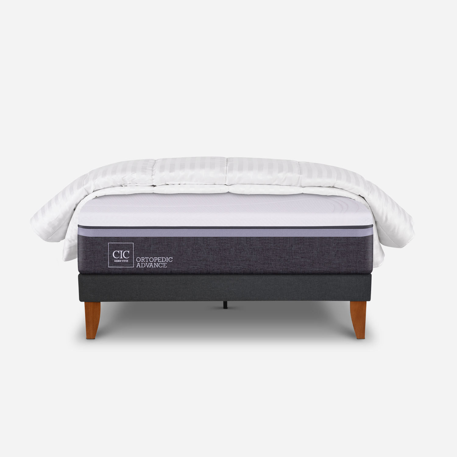 Cama Europea Curve 1,5 Plazas Ortopedic Advance + Plum&oacute;n