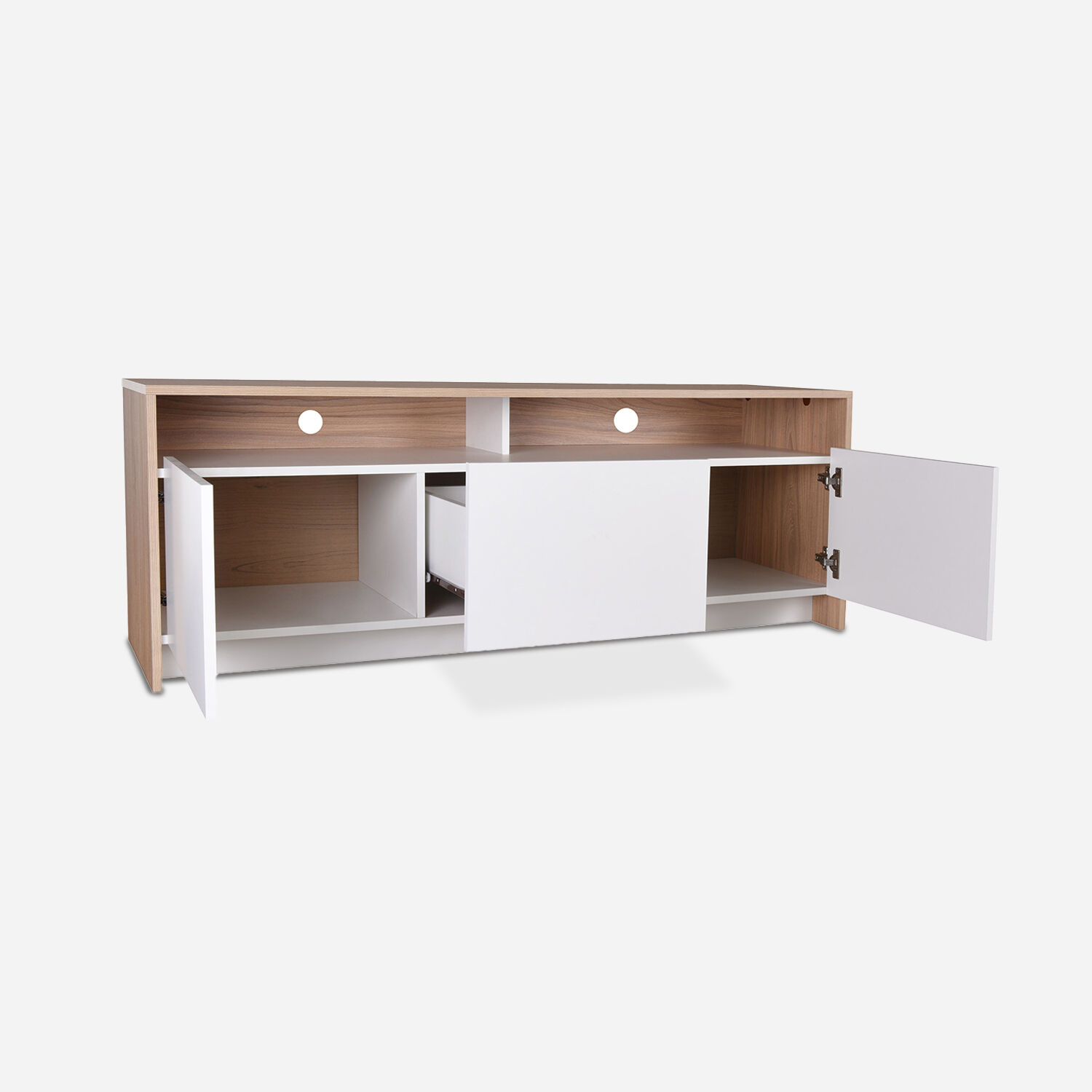 Rack Tv 60" 2 Puertas 1 Caj&oacute;n Olmo Blanco Colb&uacute;n