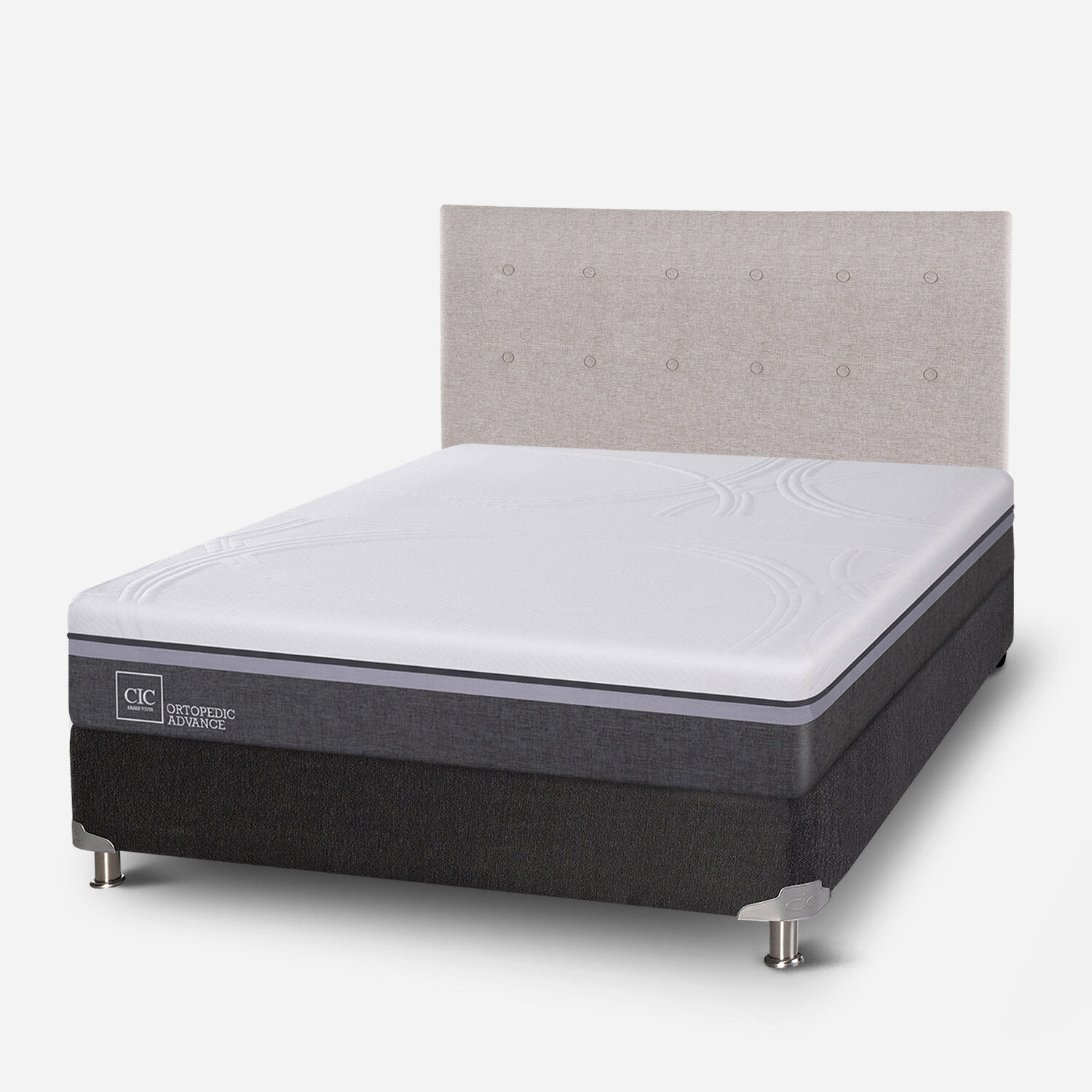 Box Spring 2 Plazas Ortopedic Advance Base Normal 5 Zonas + Respaldo Tigris