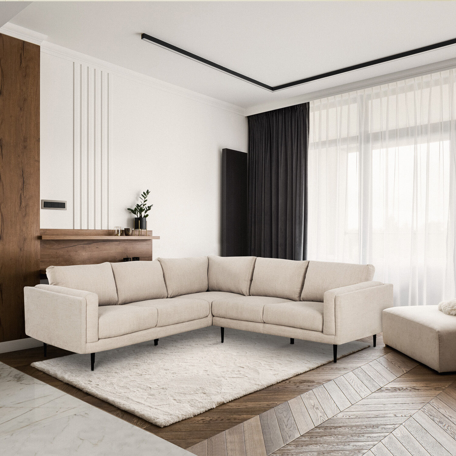 Sofá Seccional Esquinero Beige María Repreve