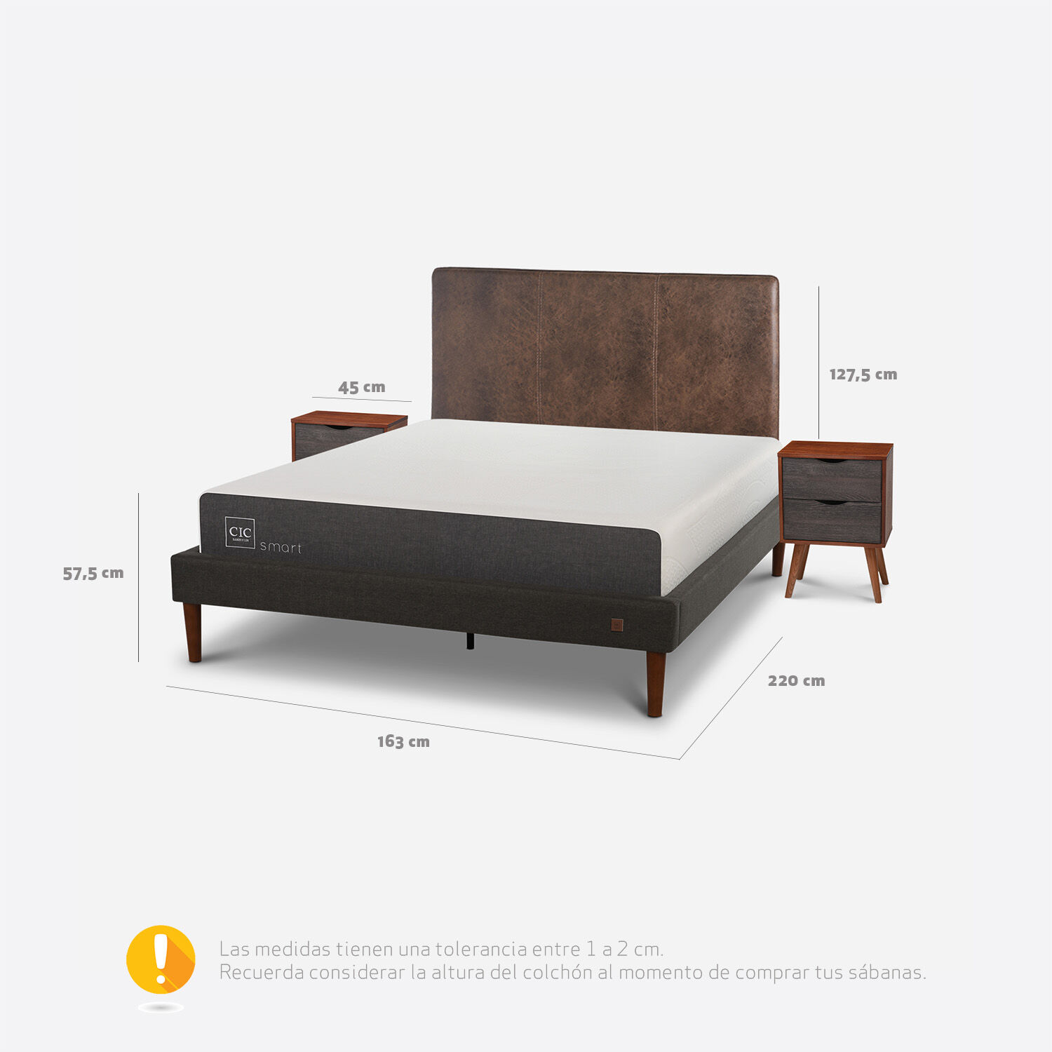 Cama Europea Curve 2 Plazas Smart + Set Baker