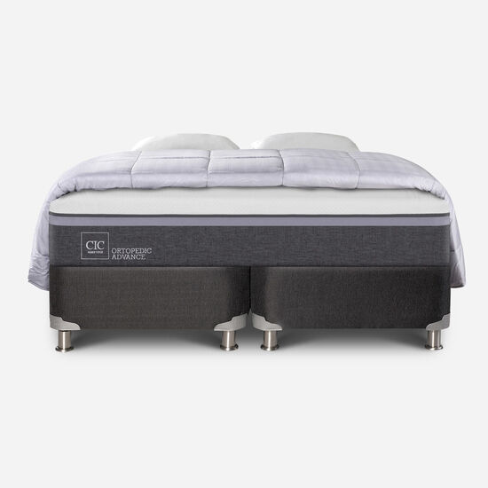 Box Spring 2 Plazas Ortopedic Advance Base Dividida 5 Zonas + Almohadas + Plumón