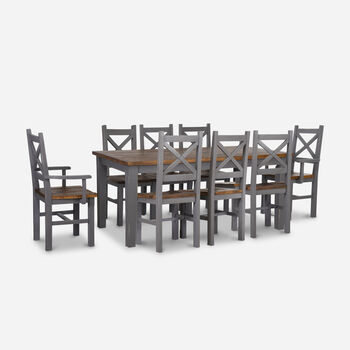 Comedor 6 Sillas 2 Sitiales Provenza Gris