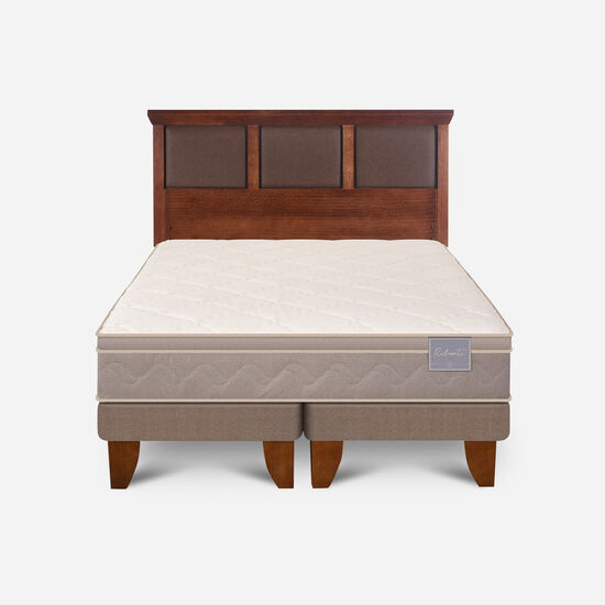 Cama Europea 2 Plazas Rilassati Base Dividida + Respaldo New Torino Caramel