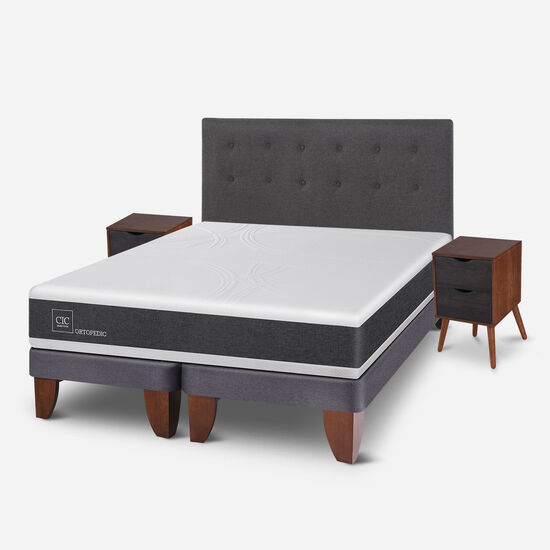 Cama Europea 2 Plazas Ortopedic Base Dividida + Set Éufrates