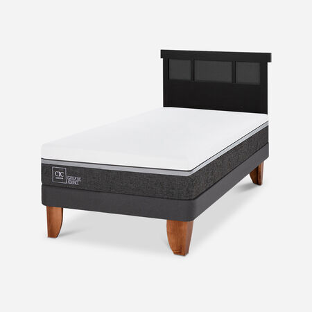 Cama Europea 1,5 Plazas Ortopedic Advance + Respaldo Dubl&iacute;n Negro