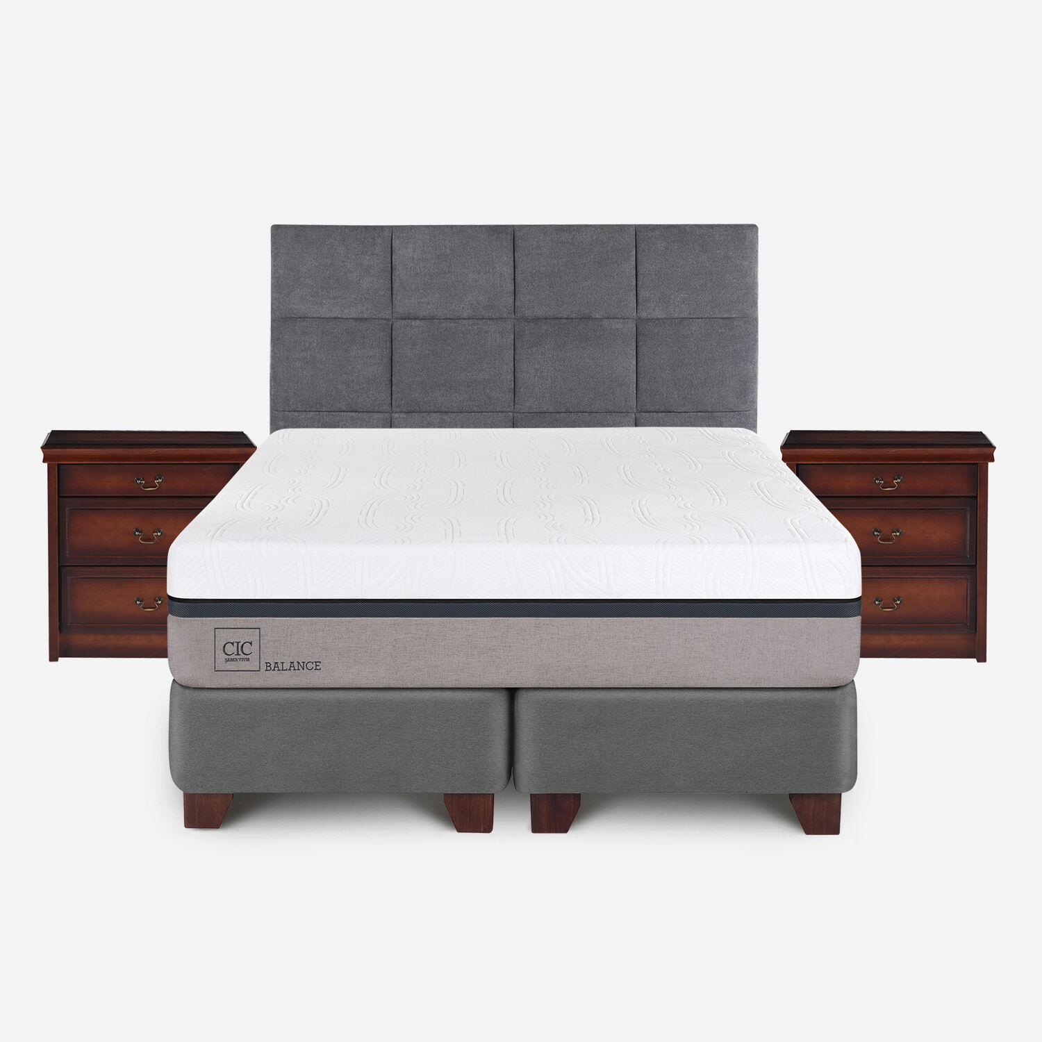 Box Spring 2 Plazas Balance Base Dividida + Set T&aacute;mesis