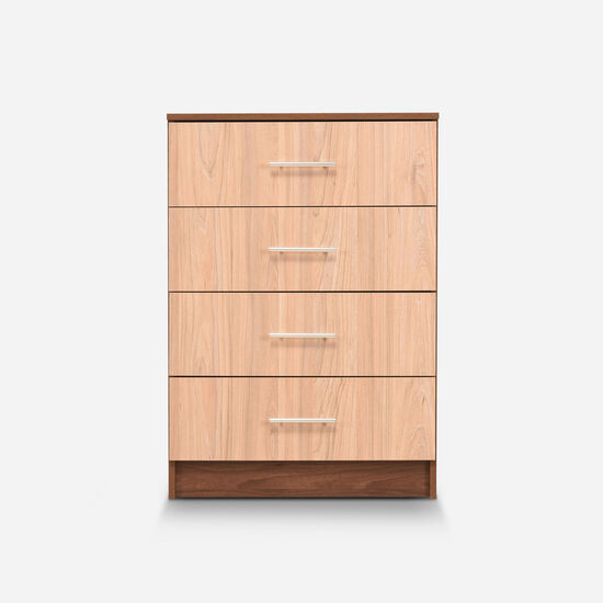 Cómoda Cajonera 4 Cajones Fenix Bicolor Nogal Olmo
