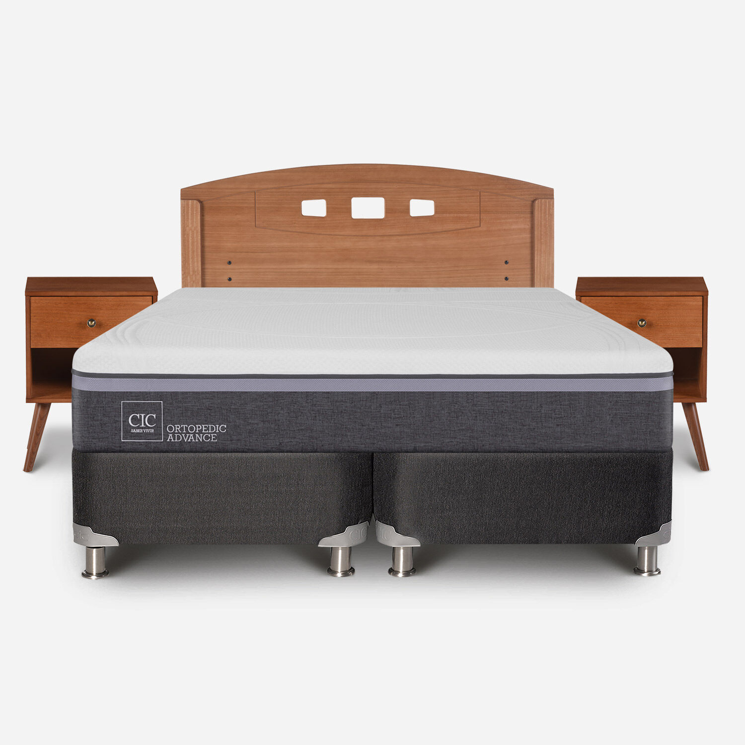 Box Spring 2 Plazas Ortopedic Advance Base Dividida 5 Zonas + Set Gales Caramel