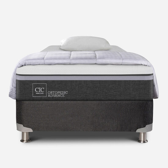 Box Spring 1.5 Plazas Ortopedic Advance 5 Zonas + Almohada + Plumón