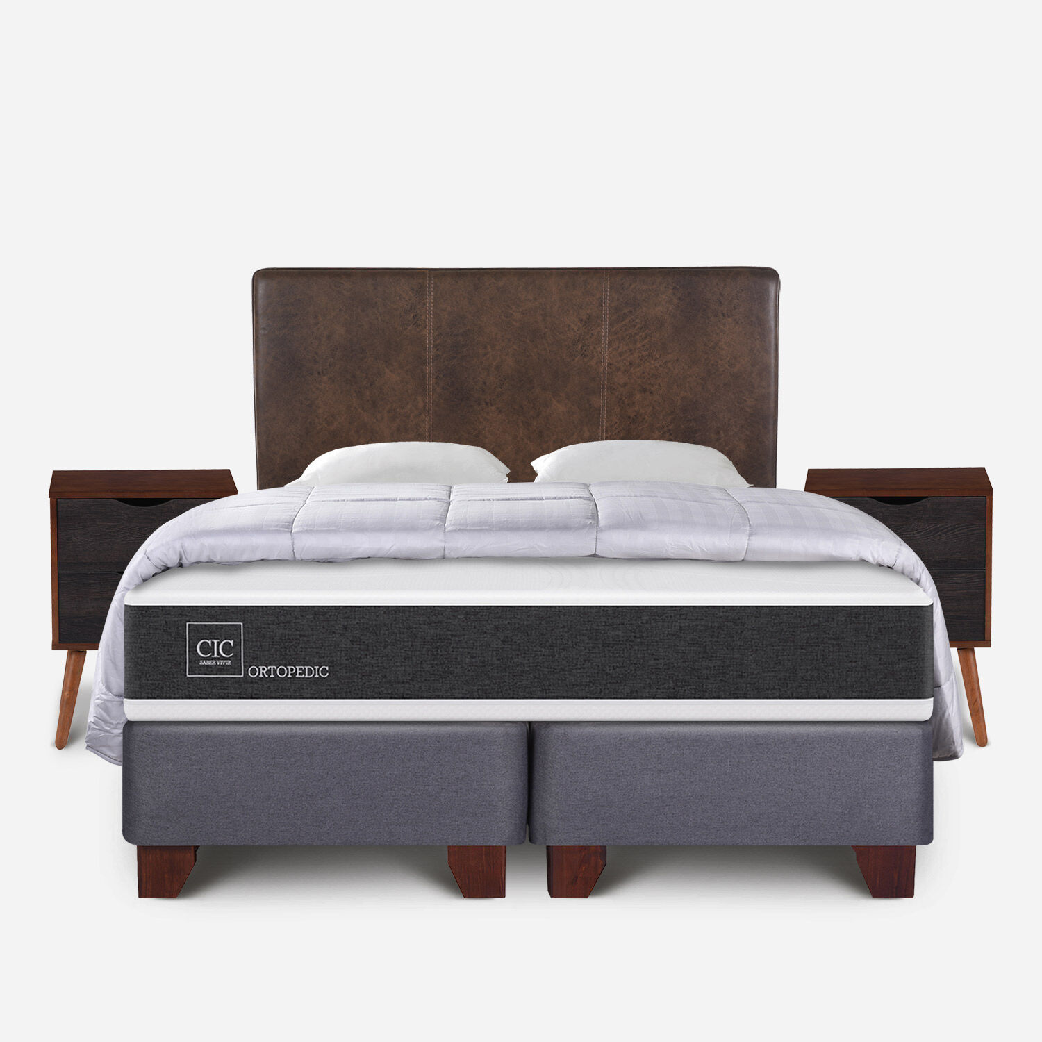 Box Spring King Ortopedic + Almohadas + Plum&oacute;n + Set Baker