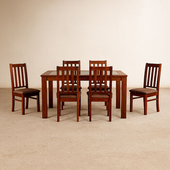 Comedor de Vidrio 6 Sillas &Ntilde;uble Caramelo