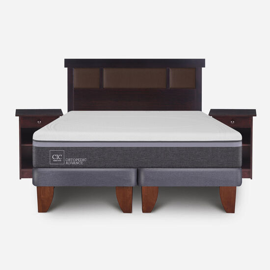 Cama Europea 2 Plazas Ortopedic Advance Base Dividida + Set Dublín Choc