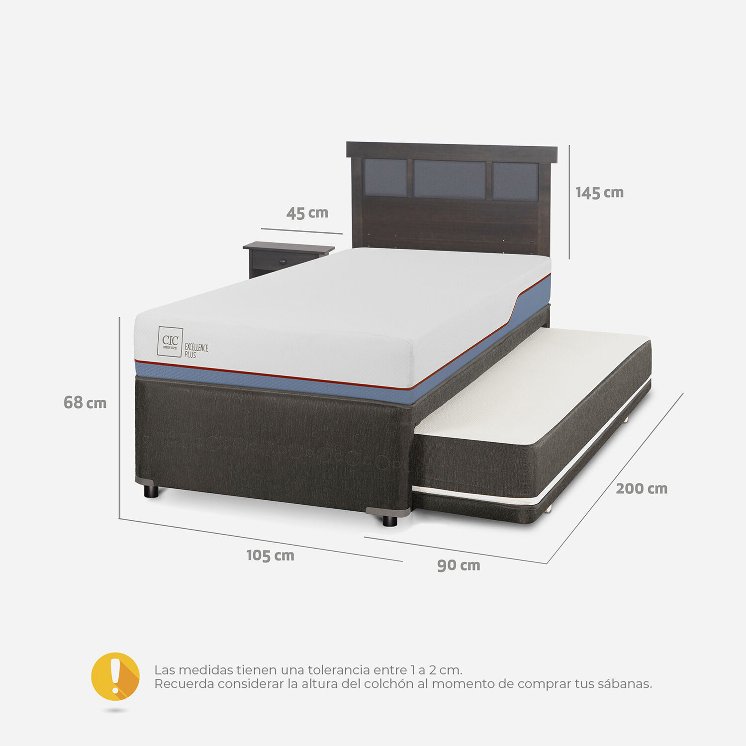 Cama Nido Diván Excellence Plus Set Dublín Gris