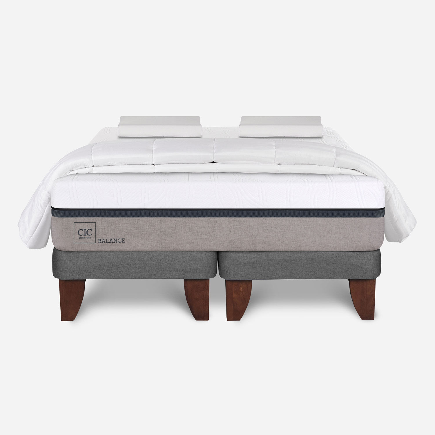 Cama Europea King Balance + Almohadas Viscoel&aacute;sticas + Plum&oacute;n