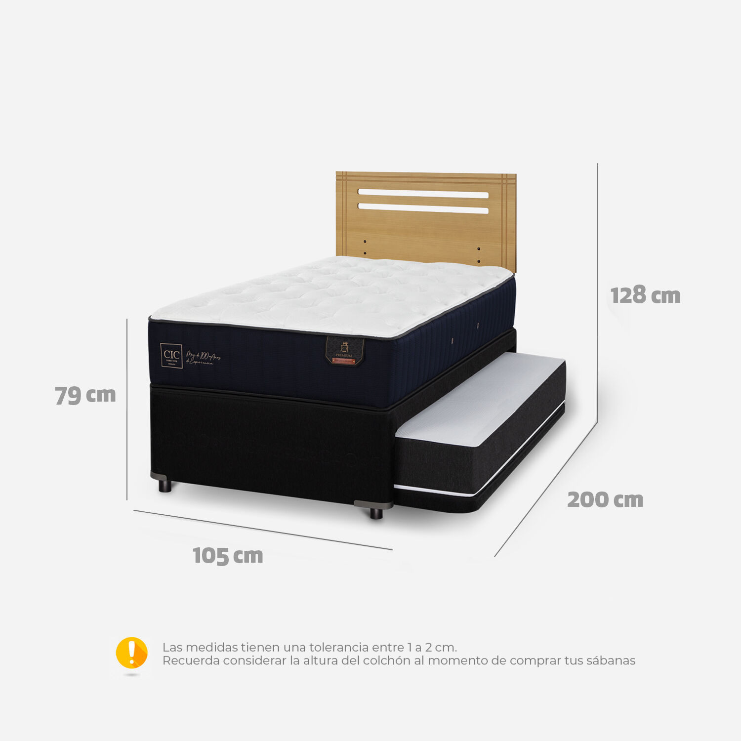 Cama Nido Diván Premium + Respaldo Múnich Mostaza