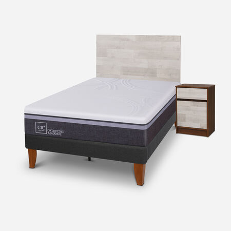 Cama Europea Curve 1,5 Plazas Ortopedic Advance + Set Legno