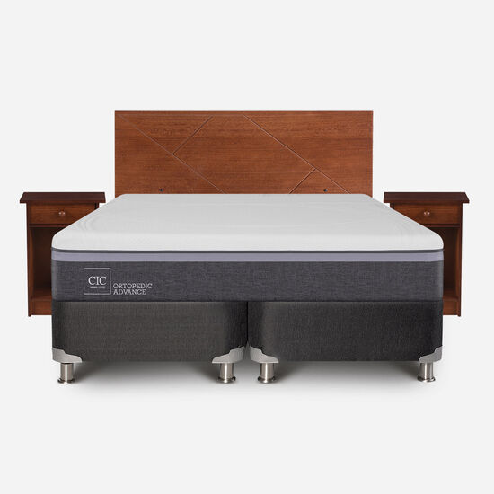 Box Spring 2 Plazas Ortopedic Advance Base Dividida 5 Zonas + Set Villarrica