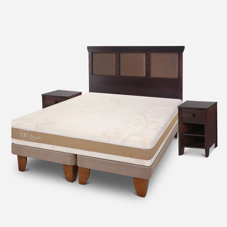 Cama Europea 2 Plazas Rilassati Infinity Base Dividida + Set Torino Chocolate