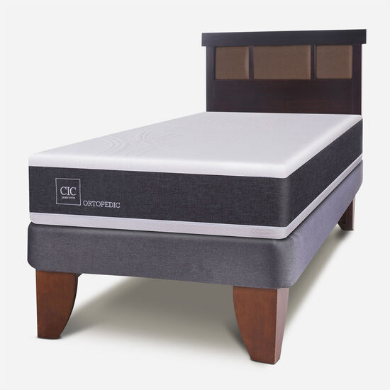 Cama Europea 1.5 Plazas Ortopedic + Respaldo Dublín Choc