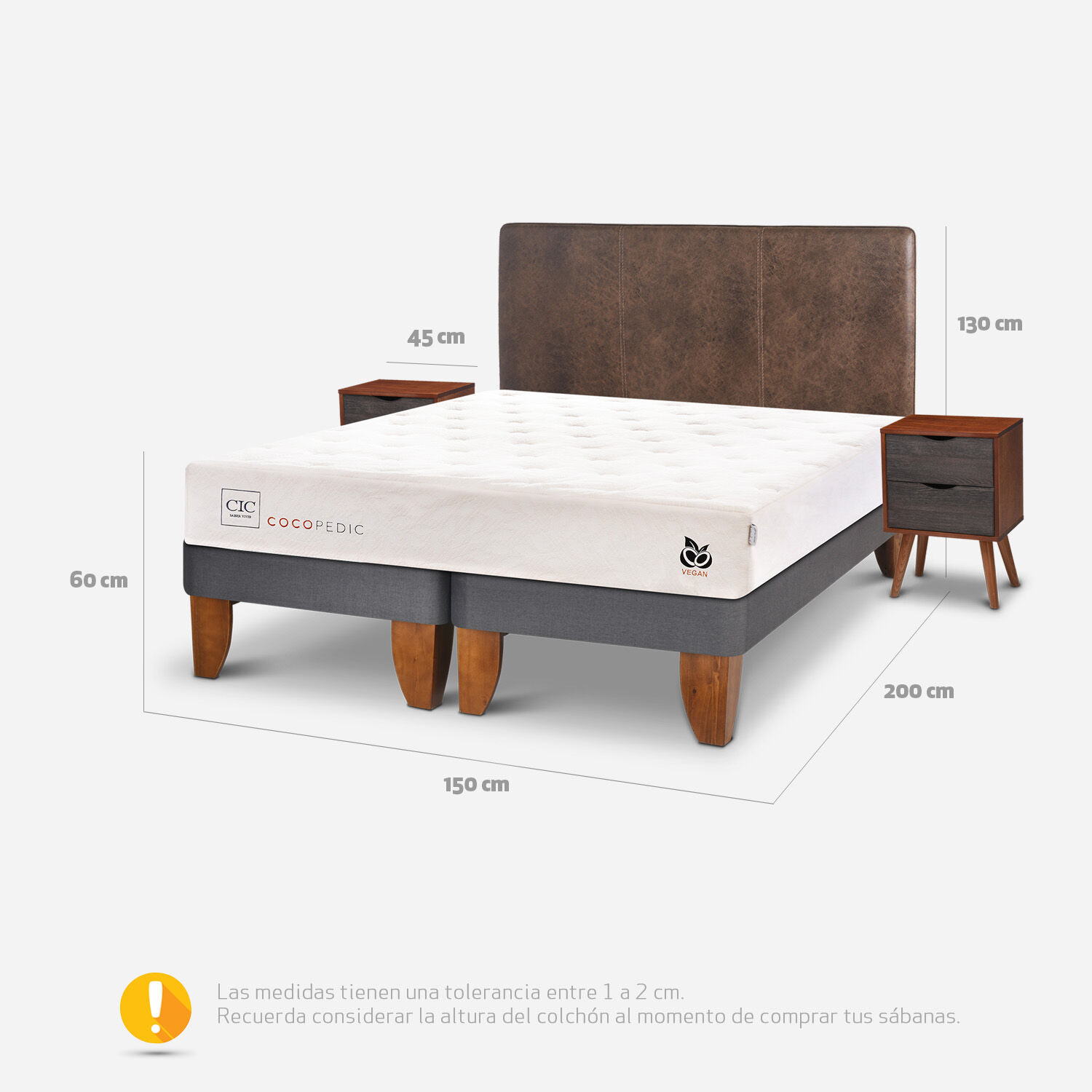 Cama Europea 2 Plazas Cocopedic Base Dividida + Set Baker