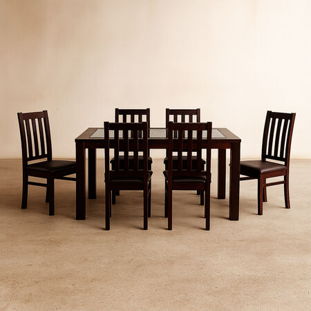 Comedor de Vidrio 6 Sillas &Ntilde;uble Chocolate - Caf&eacute;