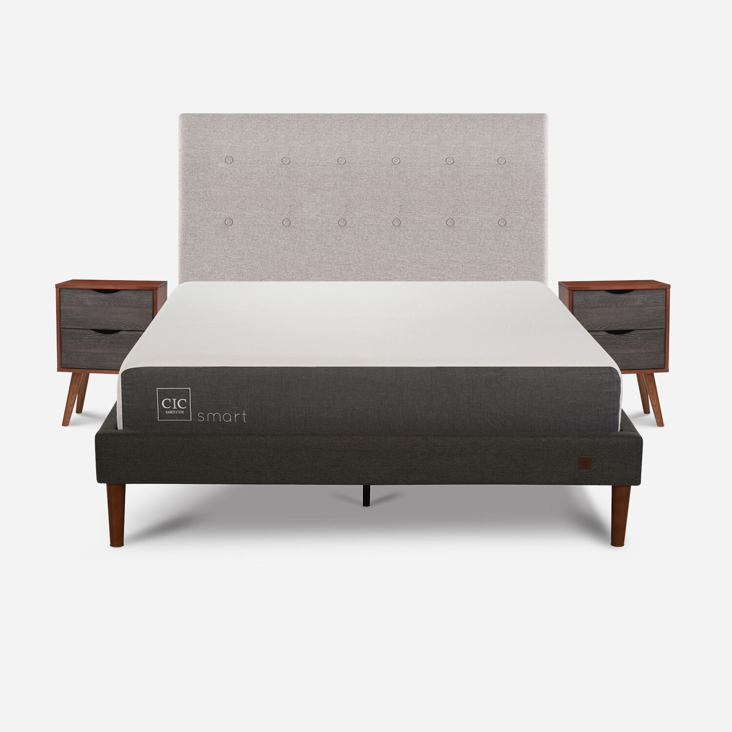 Cama Europea Curve 2 Plazas Smart + Set Tigris