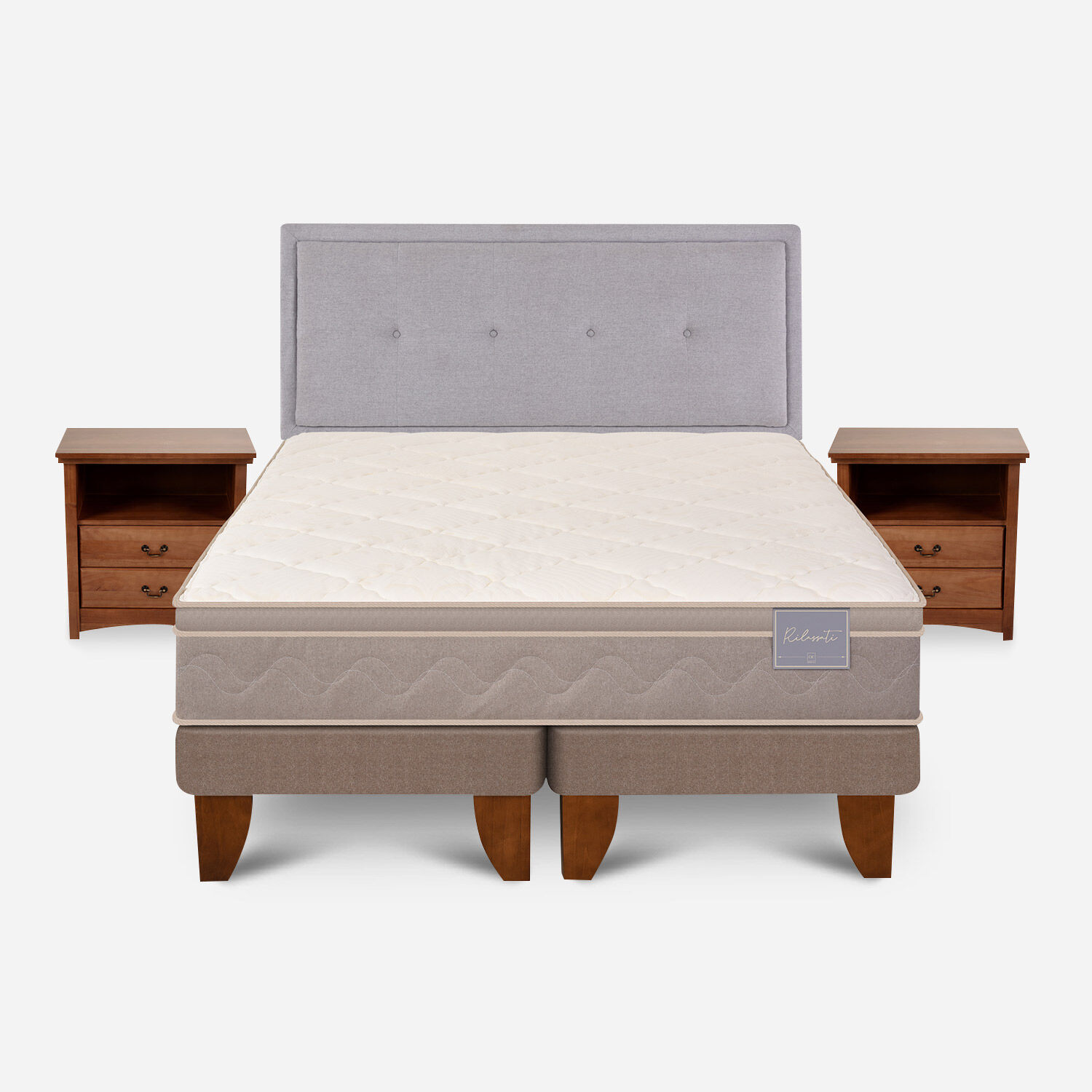 Cama Europea 2 Plazas Rilassati Base Dividida + Set Ganges